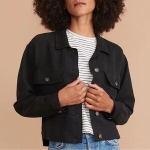 NWOT Marine Layer Holland Linen Cropped Black Utility Jacket😎